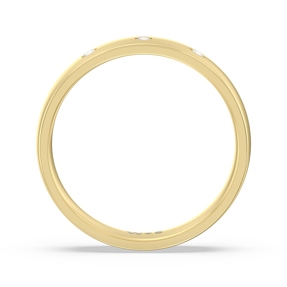 Men's Low Dome Flush Set Diamond Band with Jan Cut Diamond in 14KT Yellow Gold / Lab / 10 view 3
