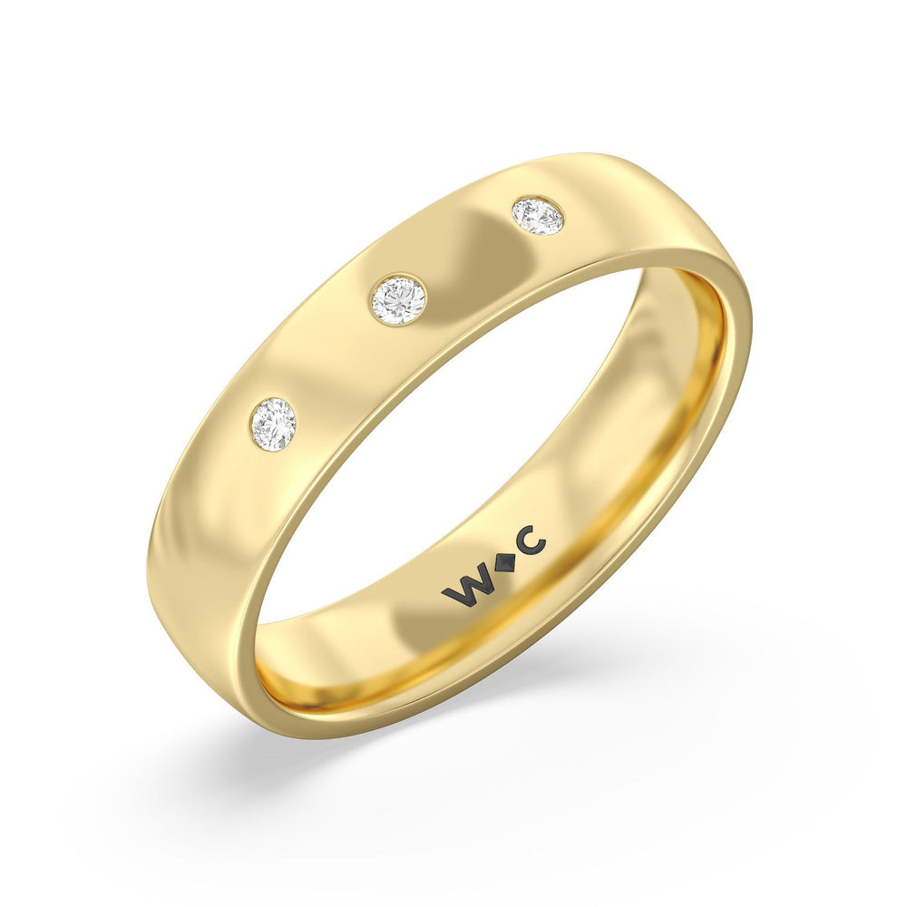 Men's Low Dome Flush Set Diamond Band with Jan Cut Diamond in 14KT Yellow Gold / Lab / 10 view 2

