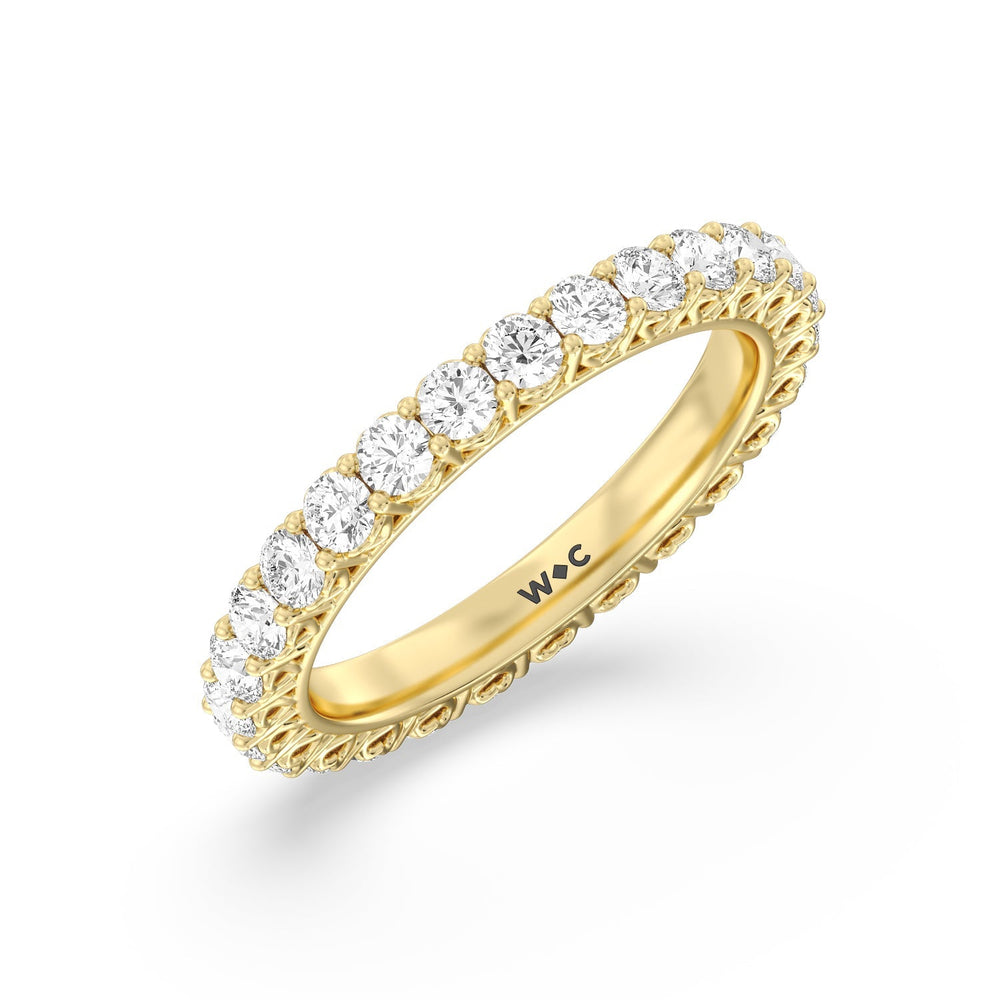 Heart Set Round Diamond Eternity Ring with 18KT Yellow Gold / Natural / 1 1/2 Cut Diamond in 14KT Yellow Gold / Natural / 1 1/2 view 3
