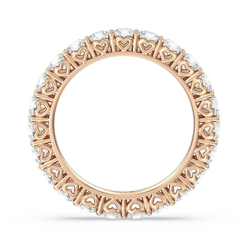 Heart Set Round Diamond Eternity Ring with 18KT Rose Gold / Natural / 2 1/2 Cut Diamond in 14KT Rose Gold / Natural / 2 1/2 view 2
