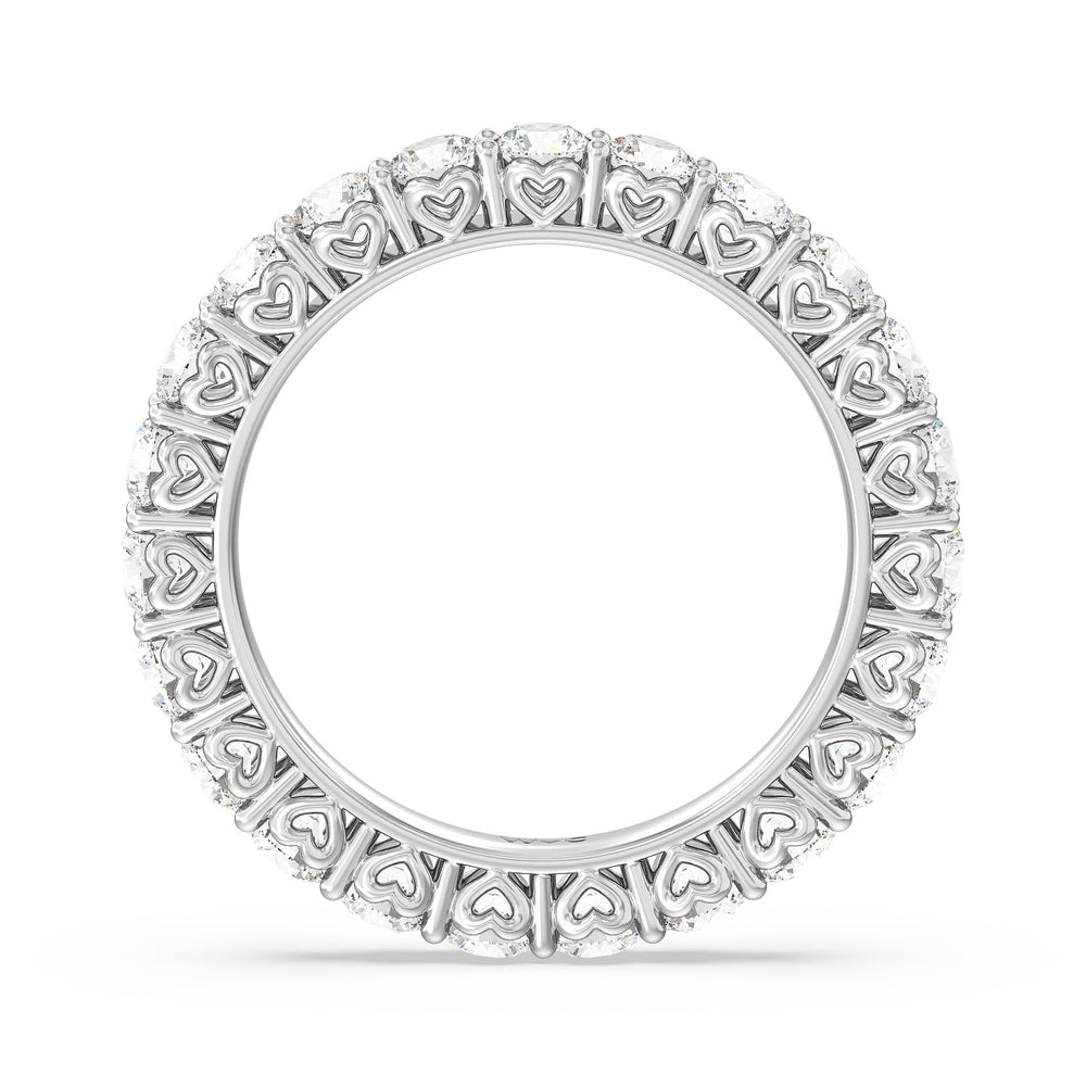 Heart Set Round Diamond Eternity Ring with Platinum / Natural / 2 1/2 Cut Diamond in 14KT Platinum / Natural / 2 1/2 view 2
