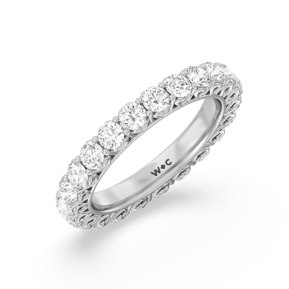 Heart Set Round Diamond Eternity Ring with Platinum / Natural / 2 1/2 Cut Diamond in 14KT Platinum / Natural / 2 1/2 view 3
