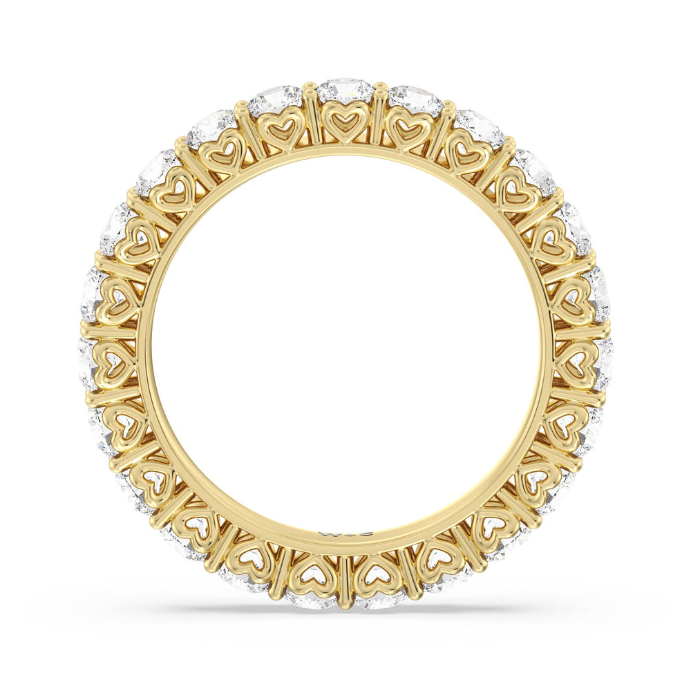 Heart Set Round Diamond Eternity Ring with 18KT Yellow Gold / Natural / 2 1/2 Cut Diamond in 14KT Yellow Gold / Natural / 2 1/2 view 2
