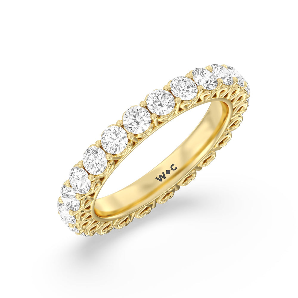 Heart Set Round Diamond Eternity Ring with 18KT Yellow Gold / Natural / 2 1/2 Cut Diamond in 14KT Yellow Gold / Natural / 2 1/2 view 3
