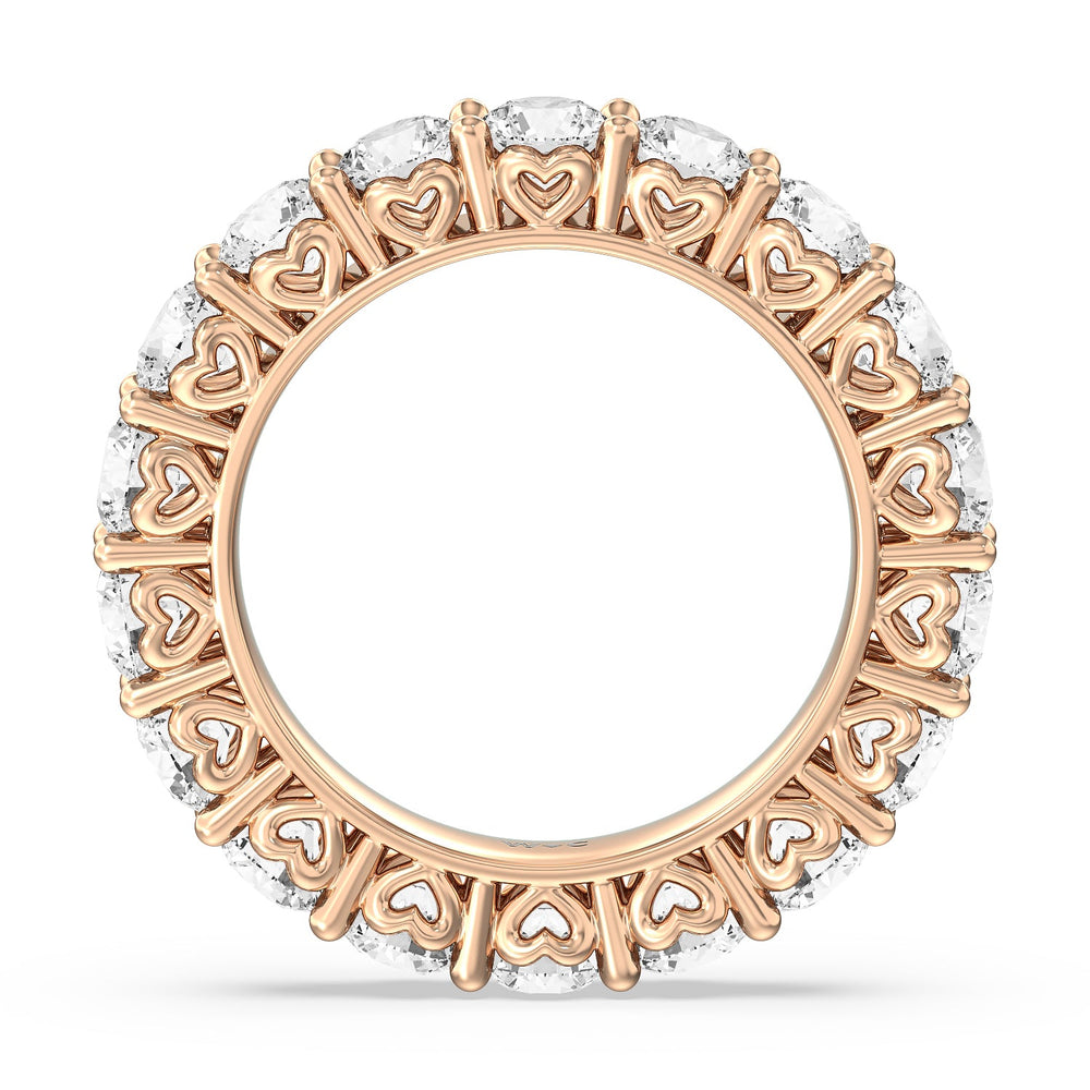 Heart Set Round Diamond Eternity Ring with 18KT Rose Gold / Natural / 4 1/4 Cut Diamond in 14KT Rose Gold / Natural / 4 1/4 view 2

