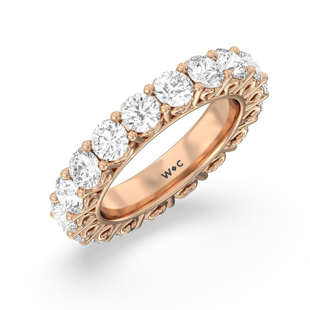 Heart Set Round Diamond Eternity Ring with 18KT Rose Gold / Natural / 4 1/4 Cut Diamond in 14KT Rose Gold / Natural / 4 1/4 view 3
