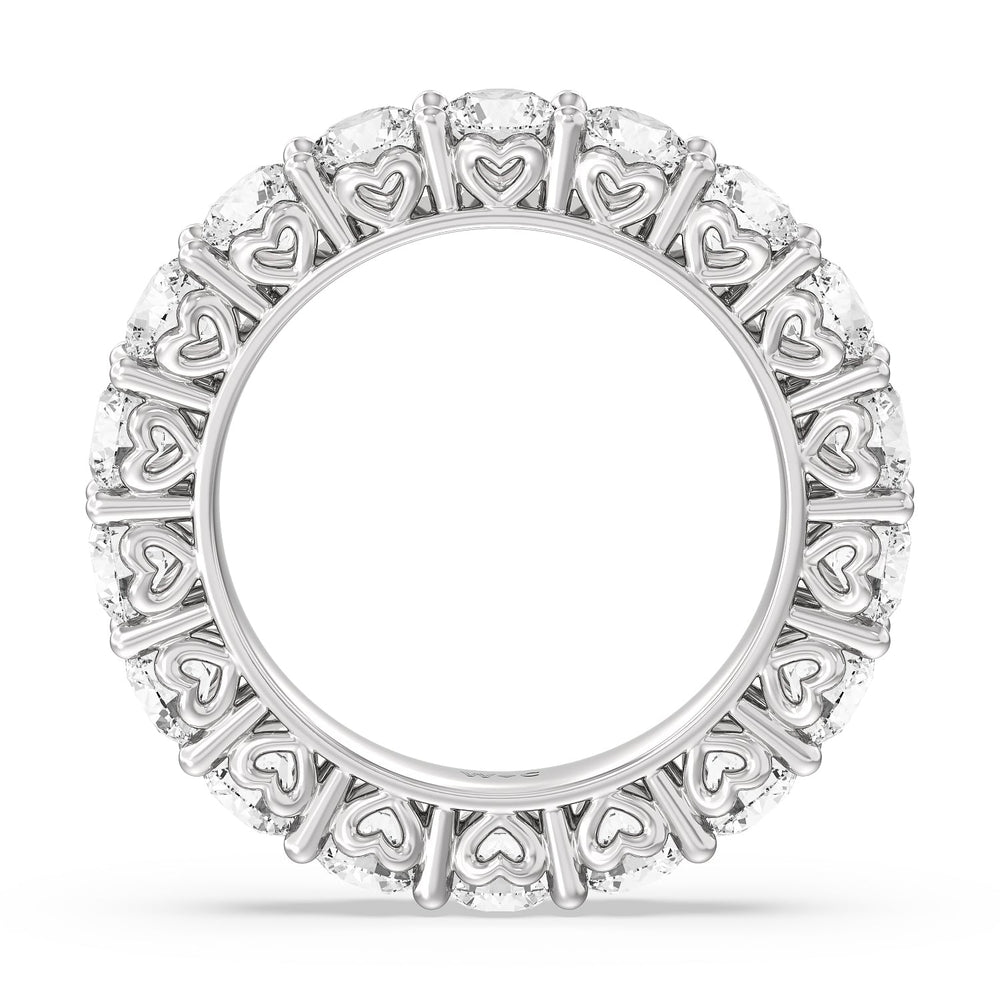 Heart Set Round Diamond Eternity Ring with Platinum / Natural / 4 1/4 Cut Diamond in 14KT Platinum / Natural / 4 1/4 view 2
