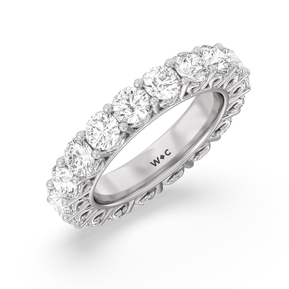 Heart Set Round Diamond Eternity Ring with Platinum / Natural / 4 1/4 Cut Diamond in 14KT Platinum / Natural / 4 1/4 view 3
