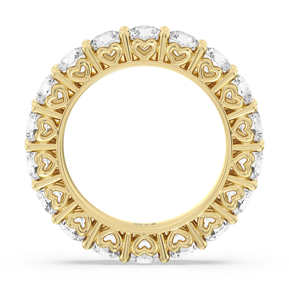 Heart Set Round Diamond Eternity Ring with 18KT Yellow Gold / Natural / 4 1/4 Cut Diamond in 14KT Yellow Gold / Natural / 4 1/4 view 2
