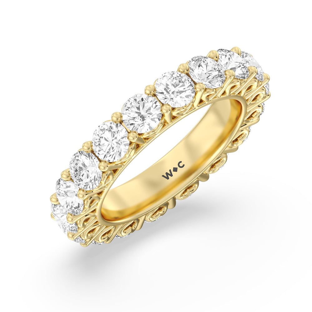 Heart Set Round Diamond Eternity Ring with 18KT Yellow Gold / Natural / 4 1/4 Cut Diamond in 14KT Yellow Gold / Natural / 4 1/4 view 3
