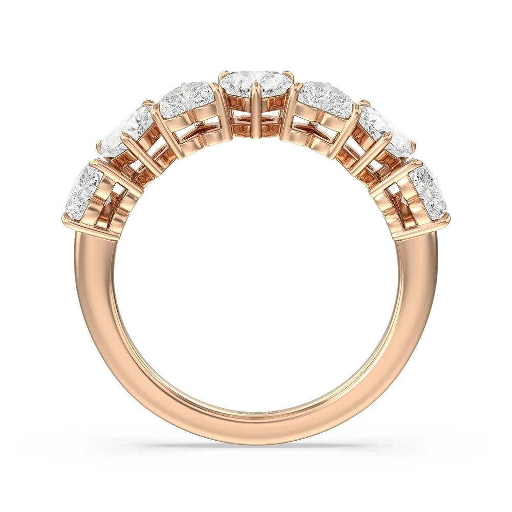Seven Stone Heart Diamond Anniversary Ring (E+ VS+) with 18KT Rose Gold / Lab / 2 Cut Diamond in 14KT Rose Gold / Lab / 2 view 2
