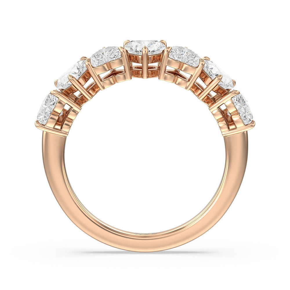 Seven Stone Heart Diamond Anniversary Ring (F/G SI+) with 18KT Rose Gold / Natural / 2 Cut Diamond in 14KT Rose Gold / Natural / 2 view 4
