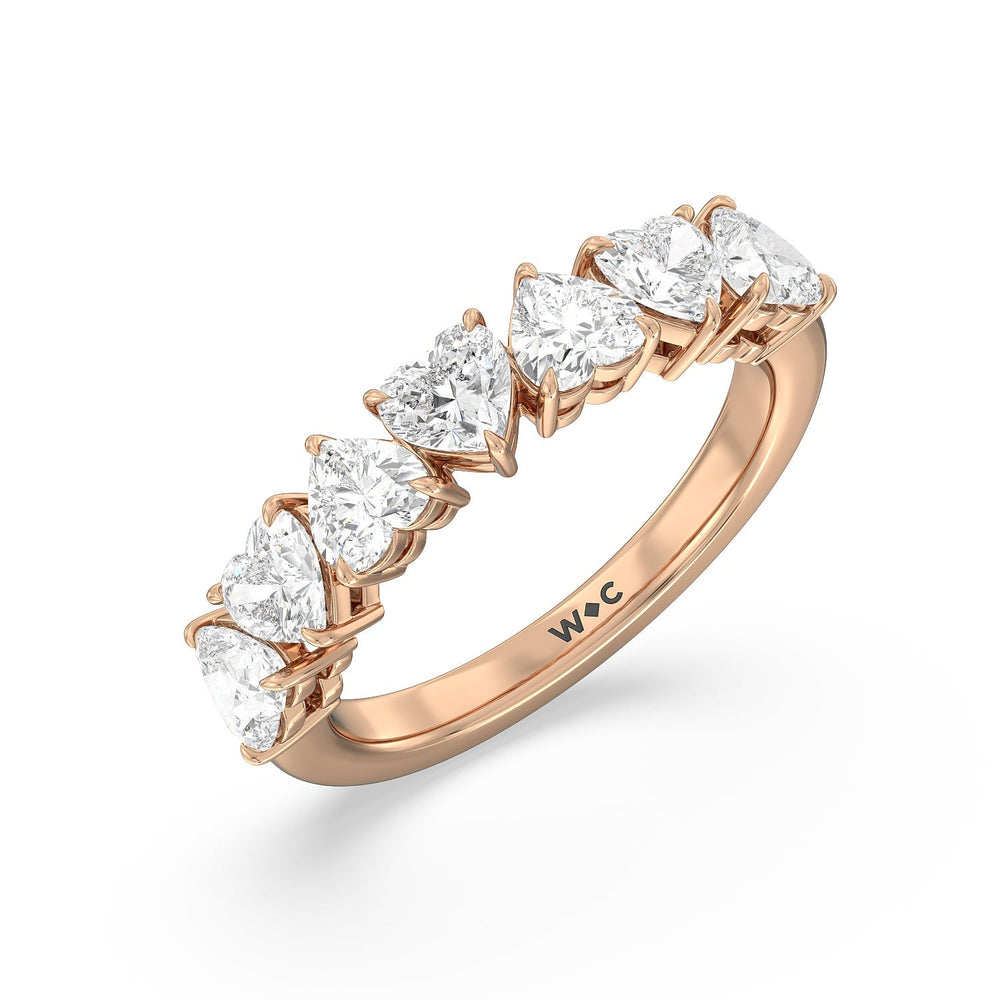 Seven Stone Heart Diamond Anniversary Ring (F/G SI+) with 18KT Rose Gold / Natural / 2 Cut Diamond in 14KT Rose Gold / Natural / 2 view 5
