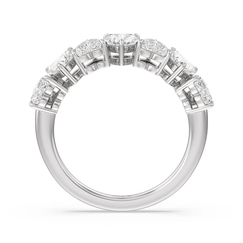 Seven Stone Heart Diamond Anniversary Ring (E+ VS+) with Platinum / Lab / 2 Cut Diamond in 14KT Platinum / Lab / 2 view 2
