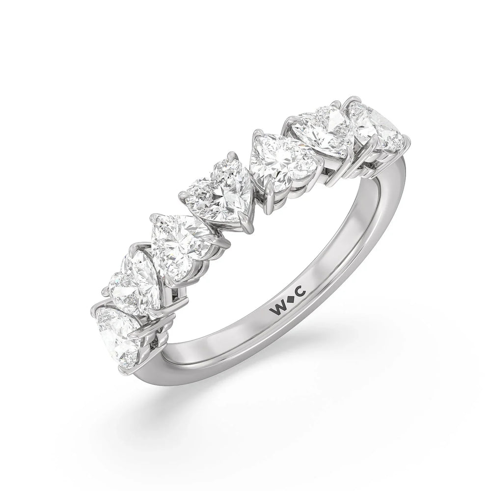 Seven Stone Heart Diamond Anniversary Ring (E+ VS+) with Platinum / Lab / 2 Cut Diamond in 14KT Platinum / Lab / 2 view 3
