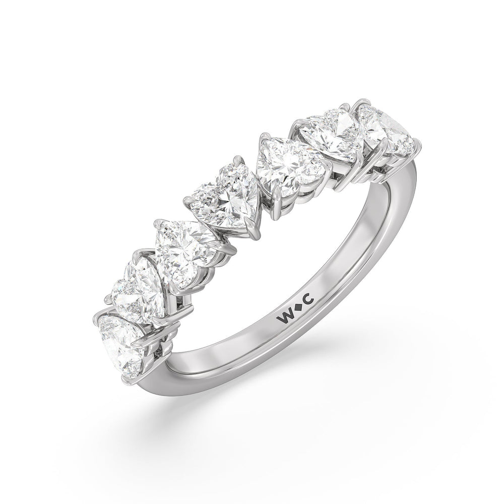 Seven Stone Heart Diamond Anniversary Ring (F/G SI+) with Platinum / Natural / 2 Cut Diamond in 14KT Platinum / Natural / 2 view 5
