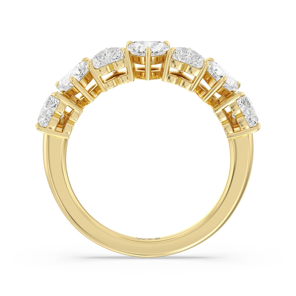 Seven Stone Heart Diamond Anniversary Ring (F/G SI+) with 18KT Yellow Gold / Natural / 2 Cut Diamond in 14KT Yellow Gold / Natural / 2 view 4

