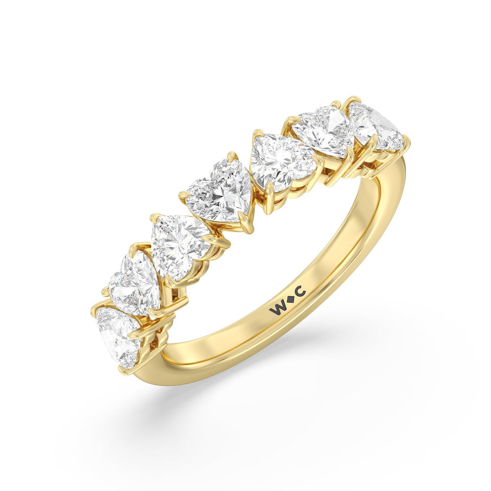 Seven Stone Heart Diamond Anniversary Ring (F/G SI+) with 18KT Yellow Gold / Natural / 2 Cut Diamond in 14KT Yellow Gold / Natural / 2 view 5
