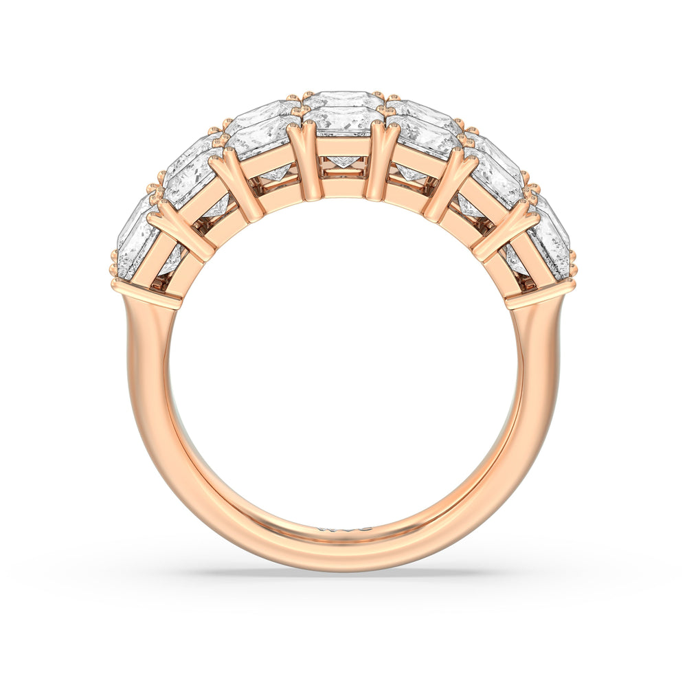 Two Row Princess Cut Anniversary Ring with 18KT Rose Gold / Natural / 4 Cut Diamond in 14KT Rose Gold / Natural / 4 view 4
