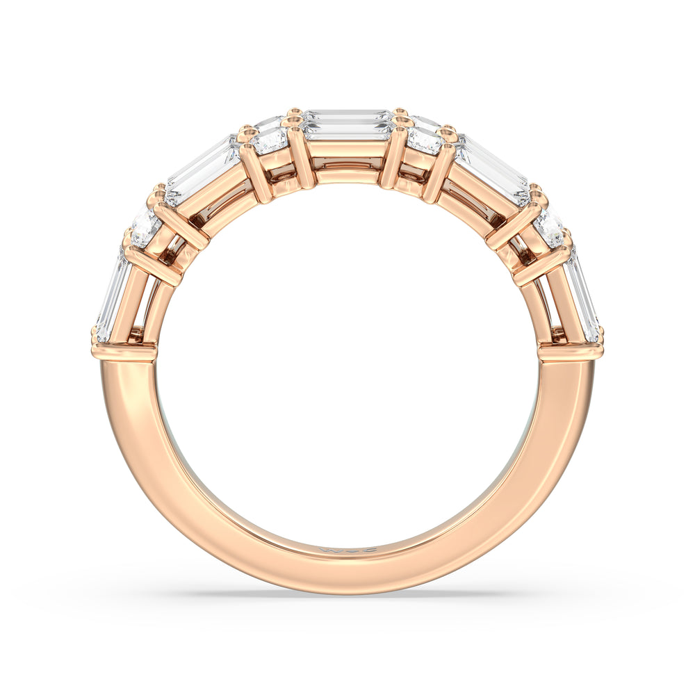 Two Row Baugette And Round Diamond Anniversary Ring with 18KT Rose Gold / Lab / 0 Cut Diamond in 14KT Rose Gold / Lab / 0 view 2
