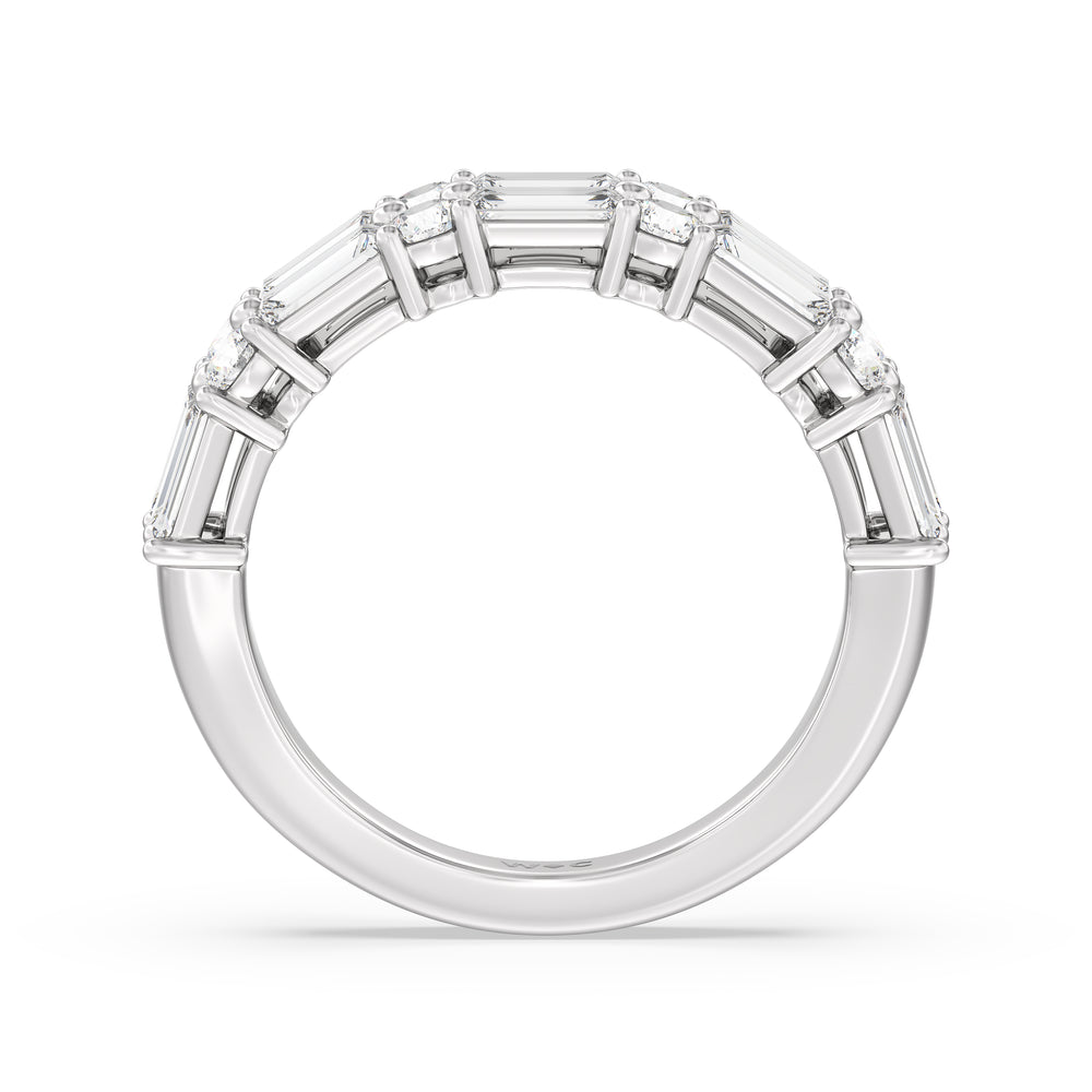Two Row Baugette And Round Diamond Anniversary Ring with Platinum / Lab / 0 Cut Diamond in 14KT Platinum / Lab / 0 view 2
