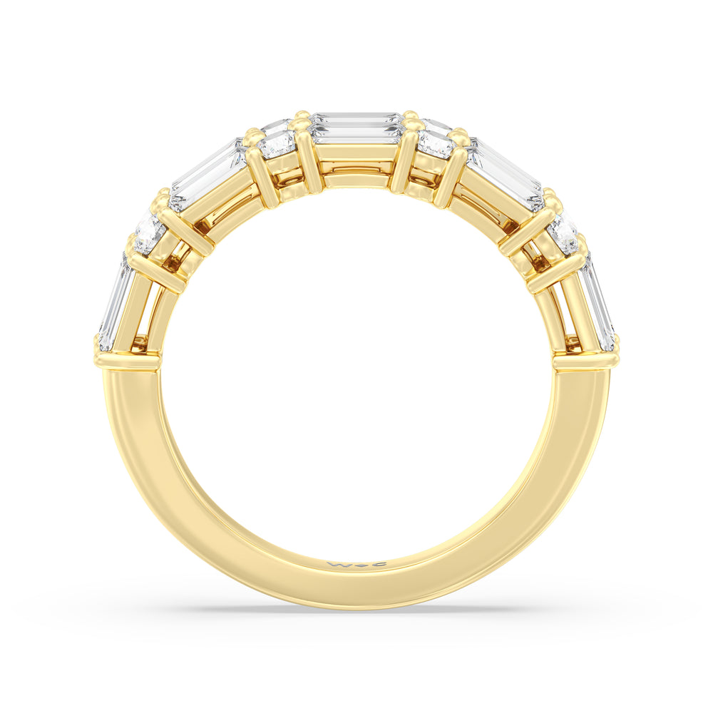 Two Row Baugette And Round Diamond Anniversary Ring with 18KT Yellow Gold / Lab / 0 Cut Diamond in 14KT Yellow Gold / Lab / 0 view 2
