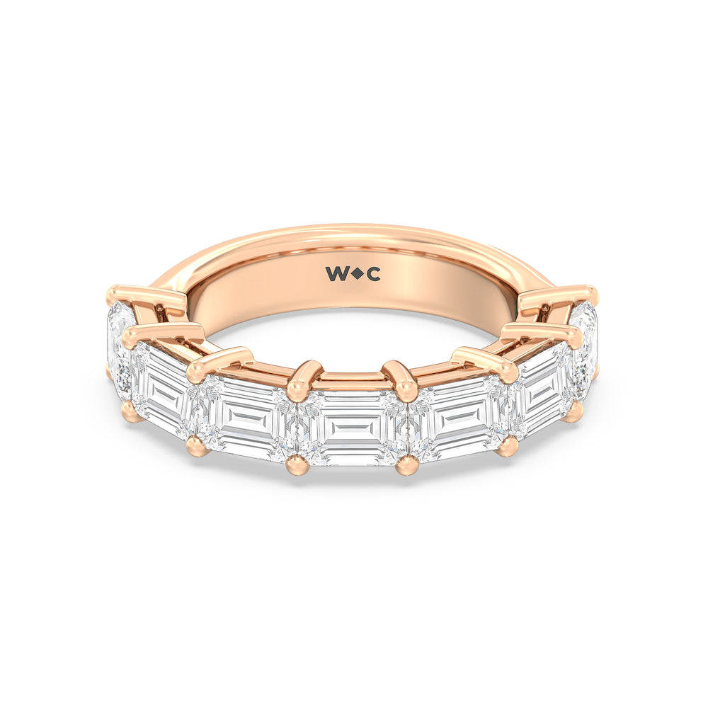 Seven Stone East West Emerald Shape Anniversary Rings with 18KT Rose Gold / Lab / 0 Cut Diamond in 14KT Rose Gold / Lab / 0 view 1
