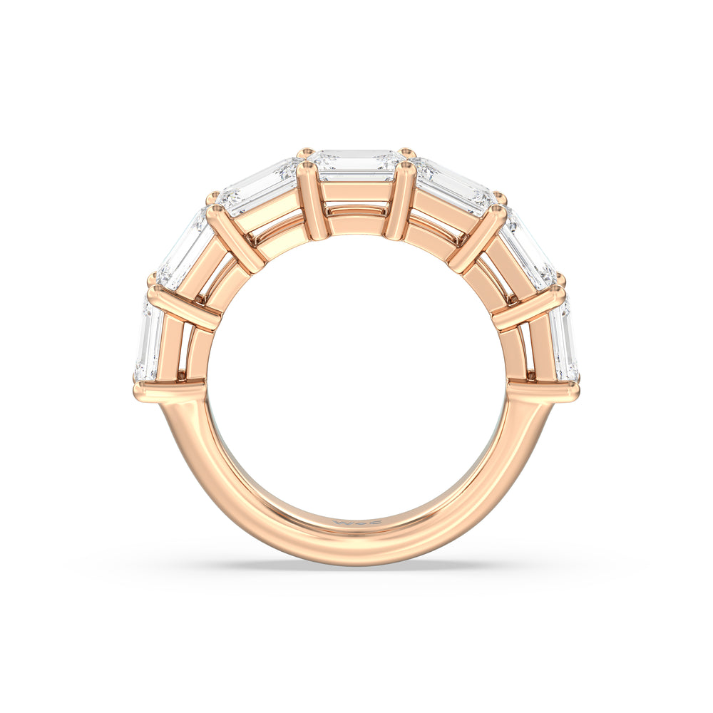 Seven Stone East West Emerald Shape Anniversary Rings with 18KT Rose Gold / Lab / 0 Cut Diamond in 14KT Rose Gold / Lab / 0 view 2
