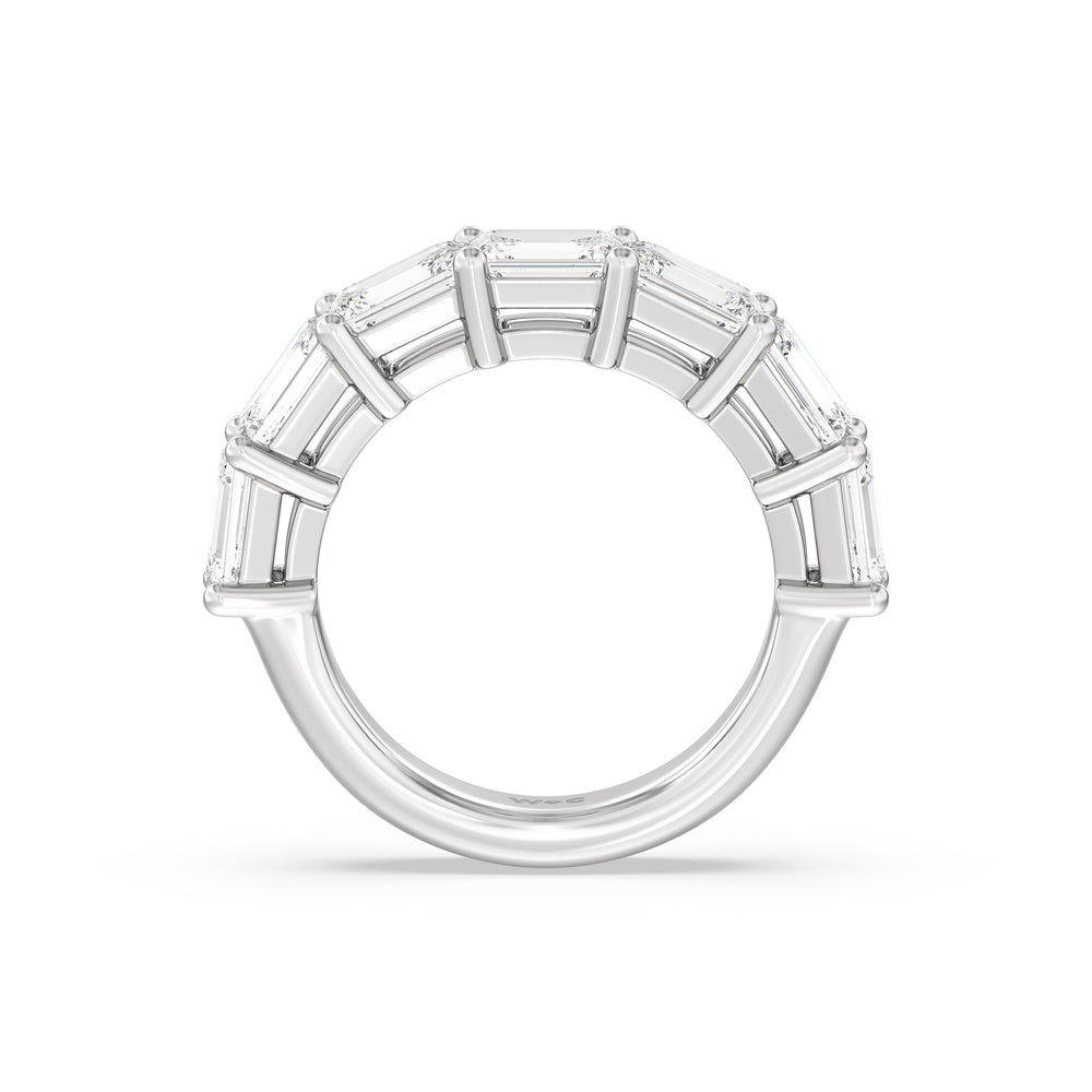 Seven Stone East West Emerald Shape Anniversary Rings with Platinum / Lab / 0 Cut Diamond in 14KT Platinum / Lab / 0 view 2
