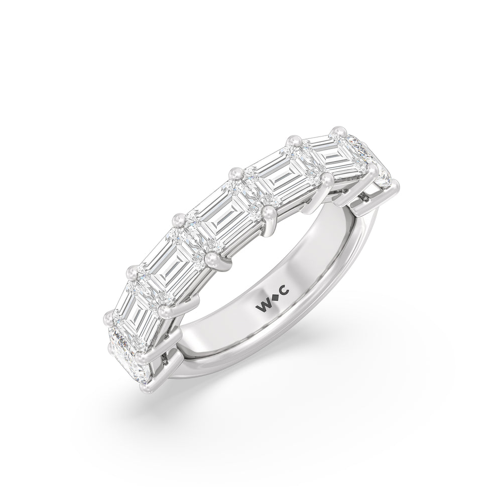 Seven Stone East West Emerald Shape Anniversary Rings with Platinum / Lab / 0 Cut Diamond in 14KT Platinum / Lab / 0 view 3
