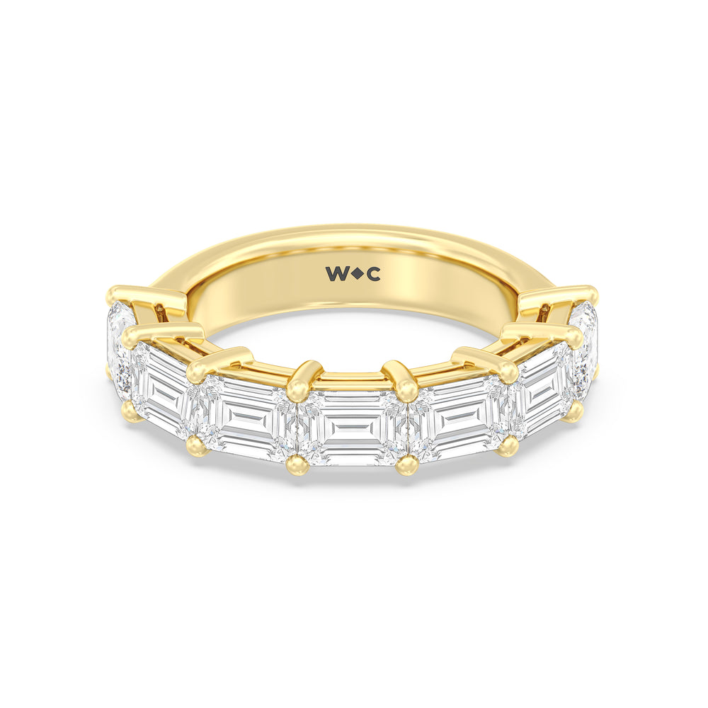 Seven Stone East West Emerald Shape Anniversary Rings with 18KT Yellow Gold / Lab / 0 Cut Diamond in 14KT Yellow Gold / Lab / 0 view 1
