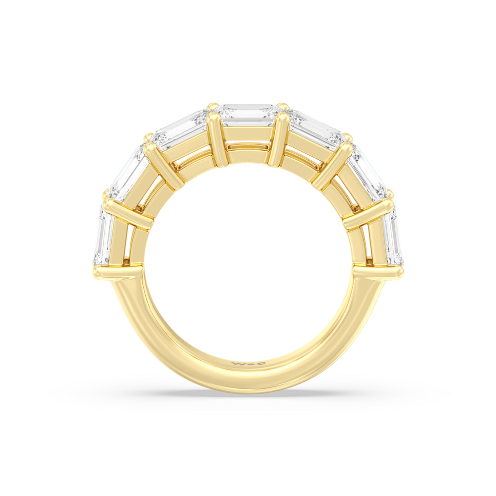 Seven Stone East West Emerald Shape Anniversary Rings with 18KT Yellow Gold / Lab / 0 Cut Diamond in 14KT Yellow Gold / Lab / 0 view 2
