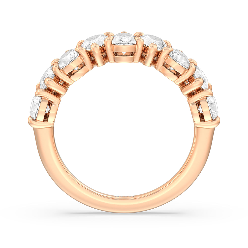 North-South Pear Diamond Anniversary Ring with 18KT Rose Gold / Natural / 3 Cut Diamond in 14KT Rose Gold / Natural / 3 view 4
