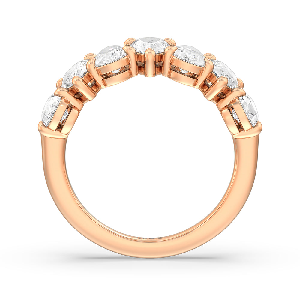 North-South Pear Diamond Anniversary Ring with 18KT Rose Gold / Natural / 4 Cut Diamond in 14KT Rose Gold / Natural / 4 view 4
