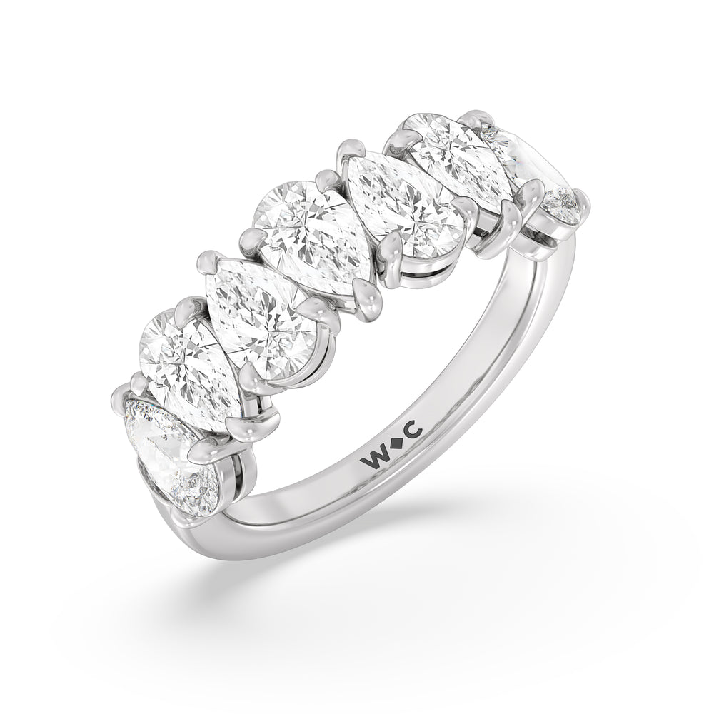 North-South Pear Diamond Anniversary Ring with Platinum / Natural / 4 Cut Diamond in 14KT Platinum / Natural / 4 view 5

