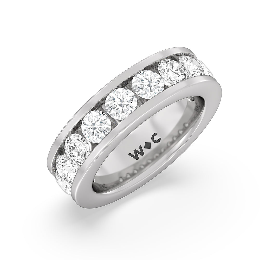 Round Brilliant Cut Diamond Channel Set Band (F/G SI+) with Platinum / Natural / 3 Cut Diamond in 14KT Platinum / Natural / 3 view 5
