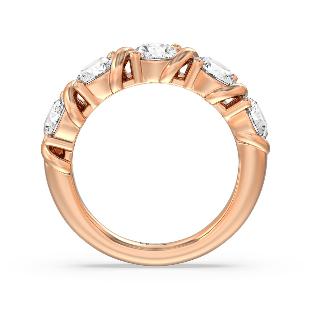 Round Diamond Swirl Anniversary Ring (F/G SI+) with 18KT Rose Gold / Natural / 3 1/10 Cut Diamond in 14KT Rose Gold / Natural / 3 1/10 view 4
