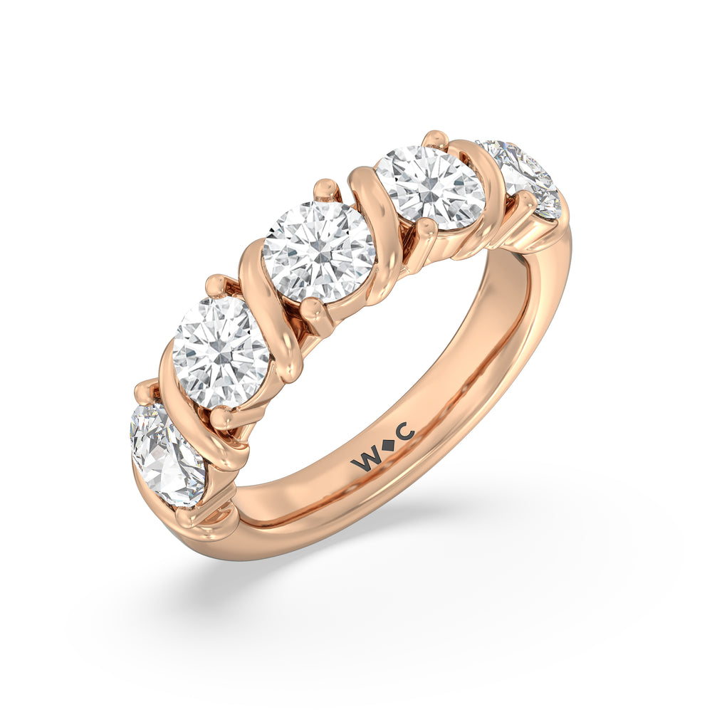 Round Diamond Swirl Anniversary Ring (F/G SI+) with 18KT Rose Gold / Natural / 3 1/10 Cut Diamond in 14KT Rose Gold / Natural / 3 1/10 view 5
