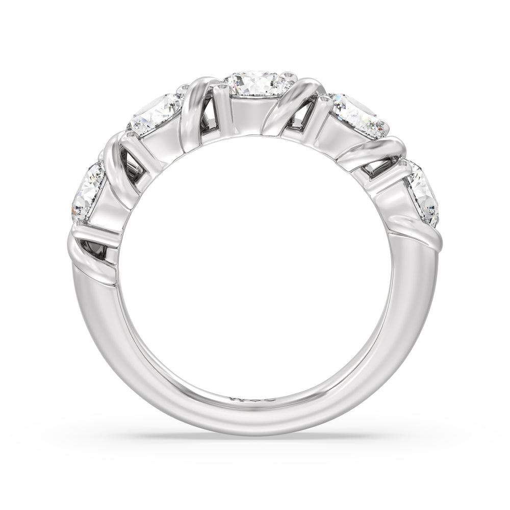 Round Diamond Swirl Anniversary Ring (F/G SI+) with Platinum / Natural / 3 1/10 Cut Diamond in 14KT Platinum / Natural / 3 1/10 view 4
