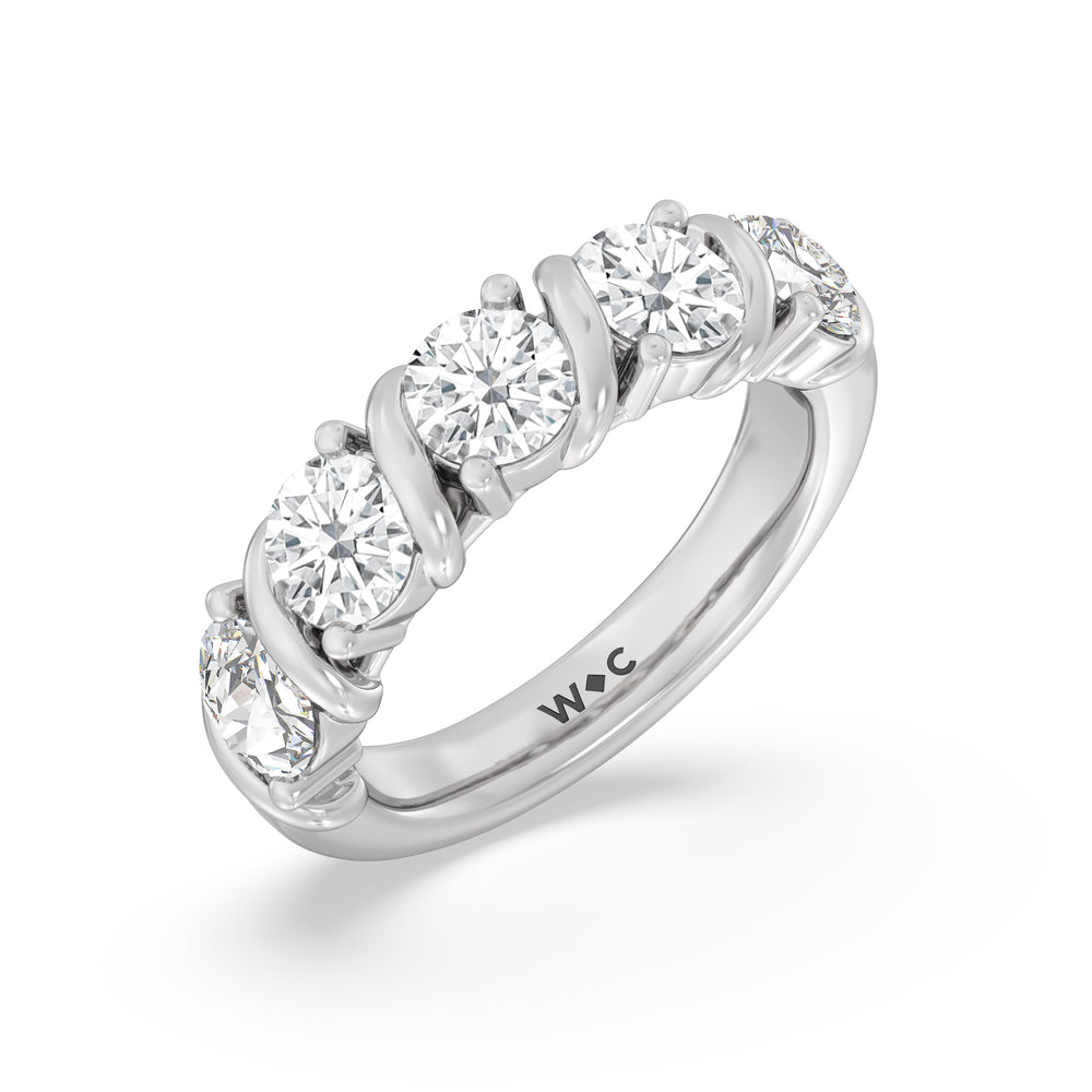 Round Diamond Swirl Anniversary Ring (F/G SI+) with Platinum / Natural / 3 1/10 Cut Diamond in 14KT Platinum / Natural / 3 1/10 view 5
