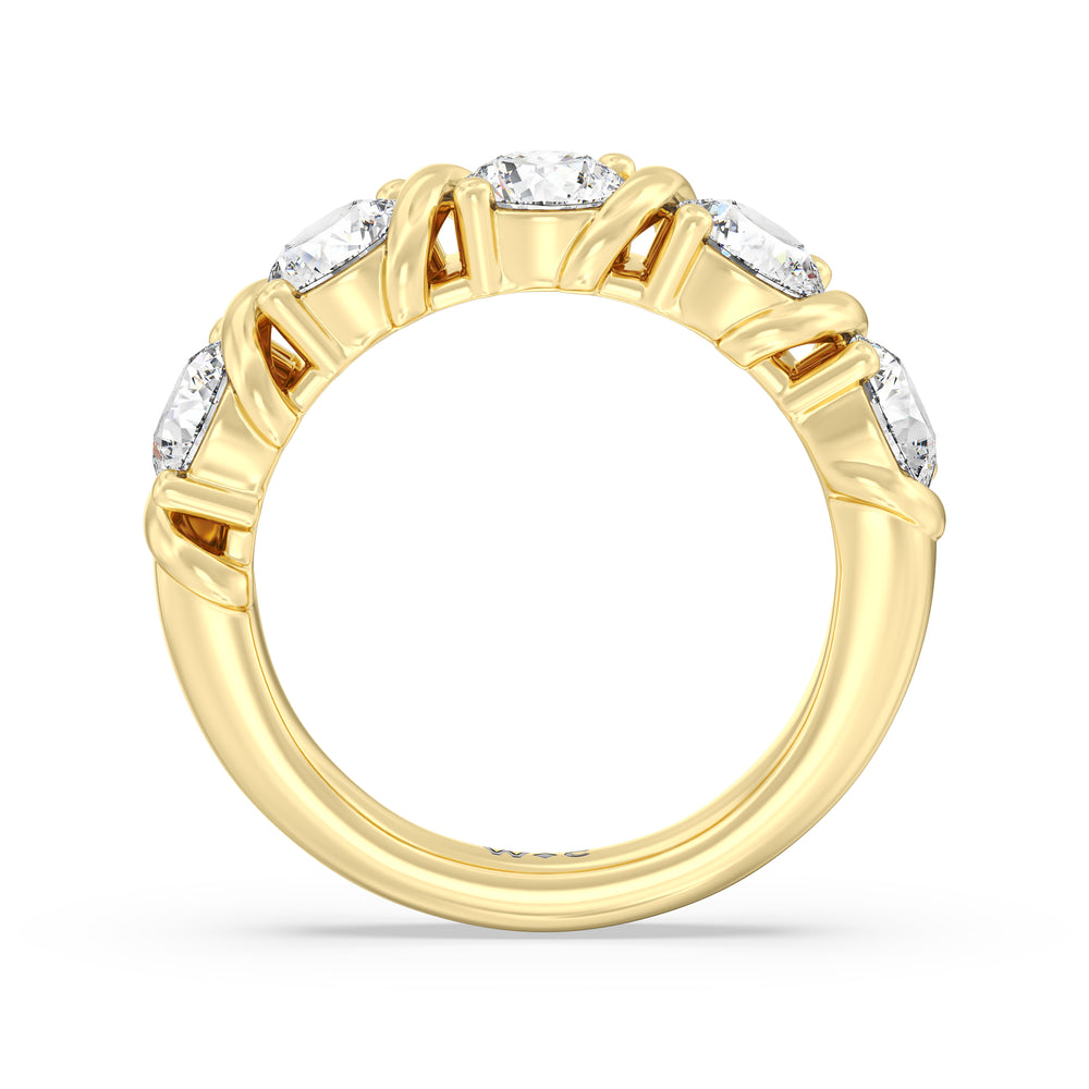 Round Diamond Swirl Anniversary Ring (F/G SI+) with 18KT Yellow Gold / Natural / 3 1/10 Cut Diamond in 14KT Yellow Gold / Natural / 3 1/10 view 4
