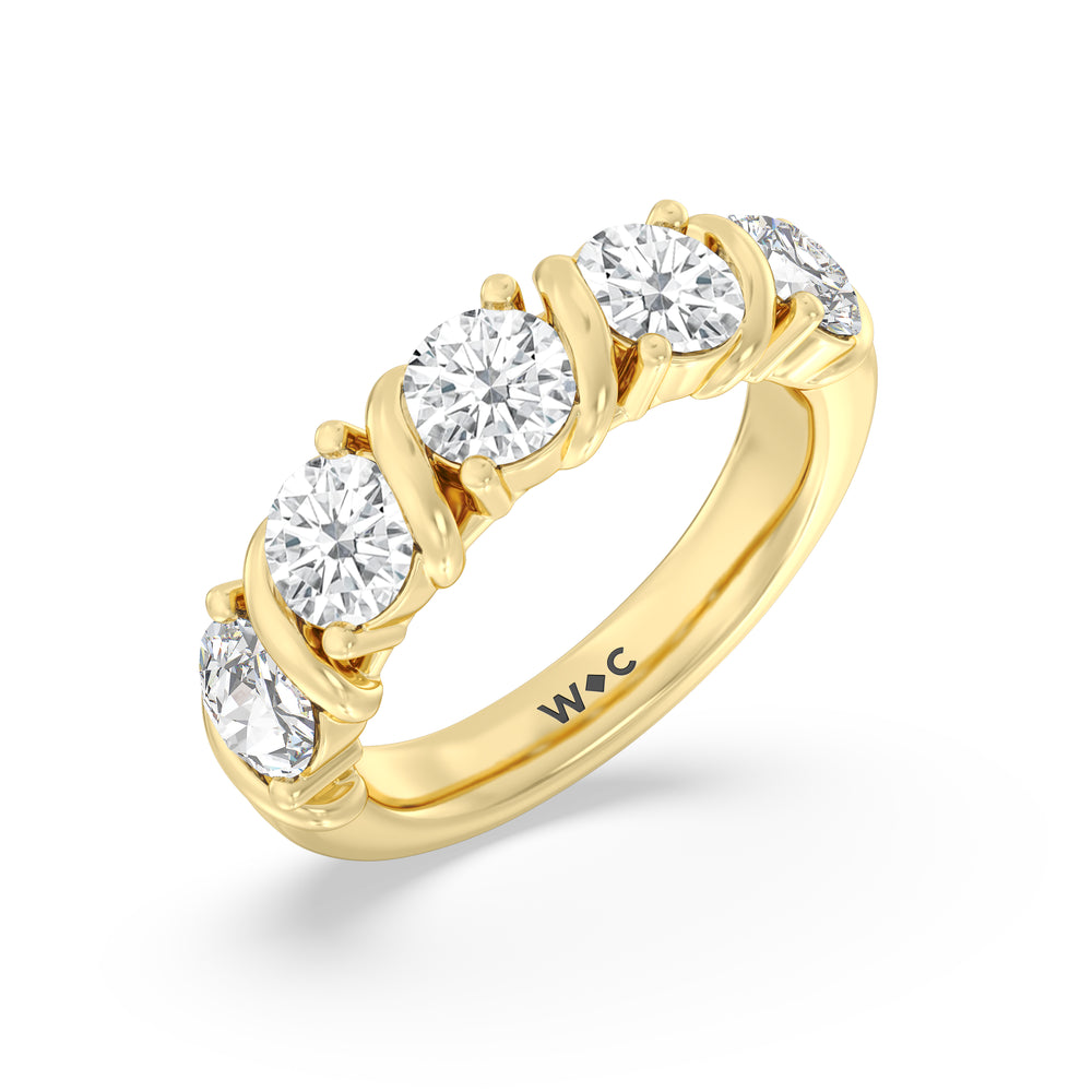 Round Diamond Swirl Anniversary Ring (F/G SI+) with 18KT Yellow Gold / Natural / 3 1/10 Cut Diamond in 14KT Yellow Gold / Natural / 3 1/10 view 5
