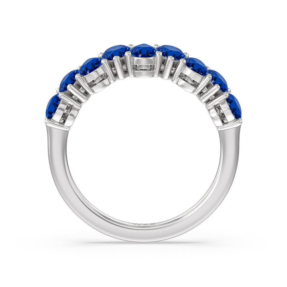 North-South Created Sapphire Pear Anniversary Ring with 14KT White Gold Cut Diamond in 14KT White Gold view 3
