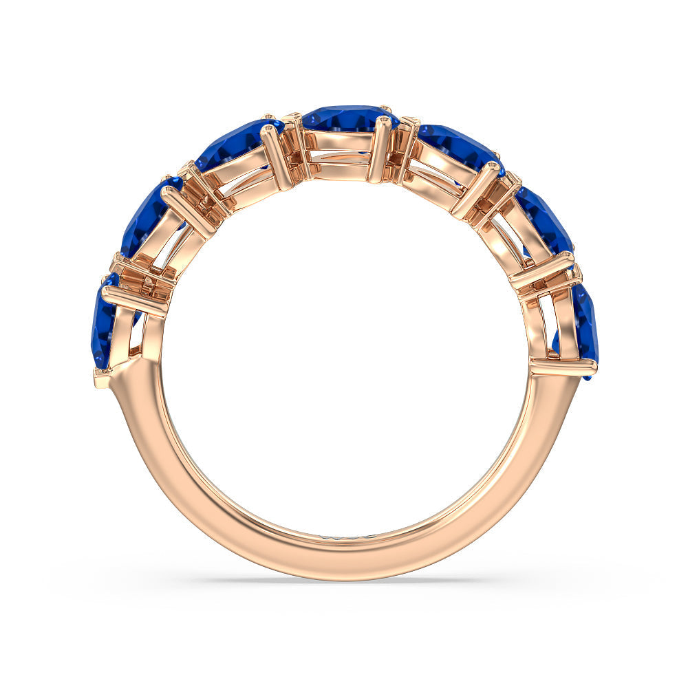 Trailing Created Sapphire Pear Anniversary Ring with 14KT Rose Gold Cut Diamond in 14KT Rose Gold view 3

