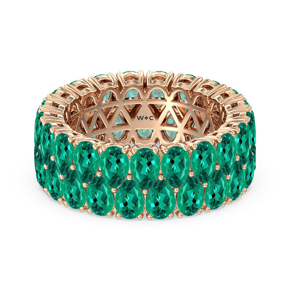 The Oculus Created Emerald Eternity Ring with 14KT Rose Gold Cut Diamond in 14KT Rose Gold view 1
