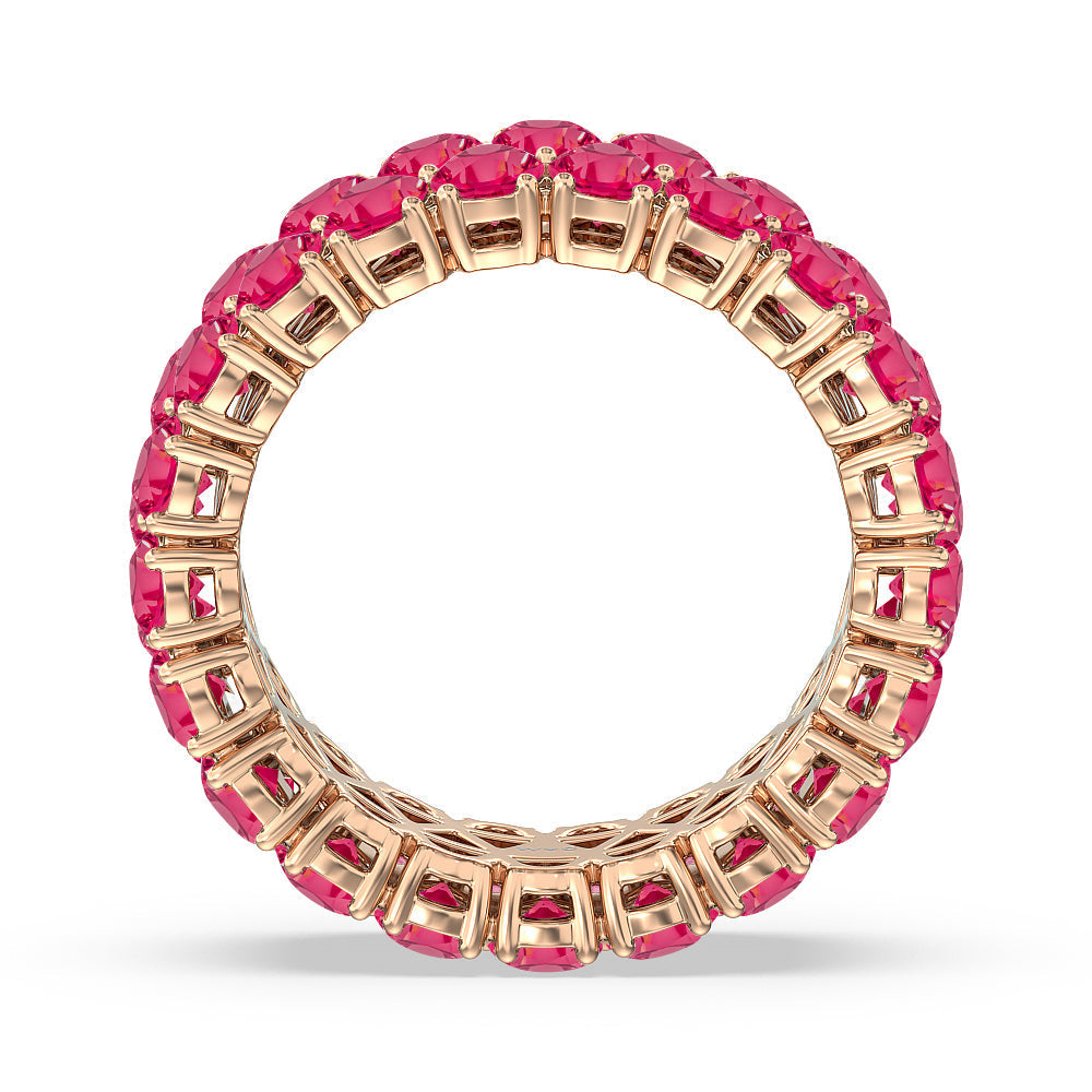 The Oculus Created Ruby Eternity Ring with 14KT Rose Gold Cut Diamond in 14KT Rose Gold view 3
