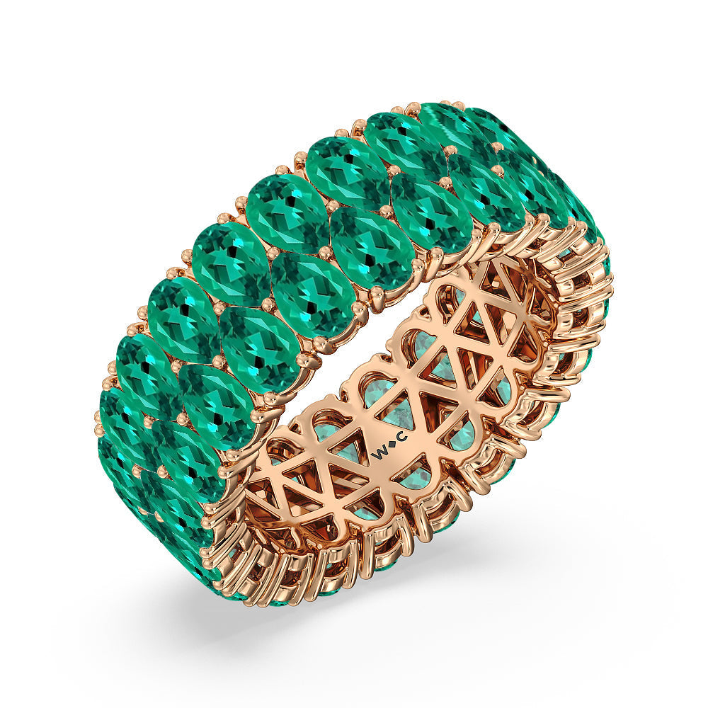 The Oculus Created Emerald Eternity Ring with 14KT Rose Gold Cut Diamond in 14KT Rose Gold view 2
