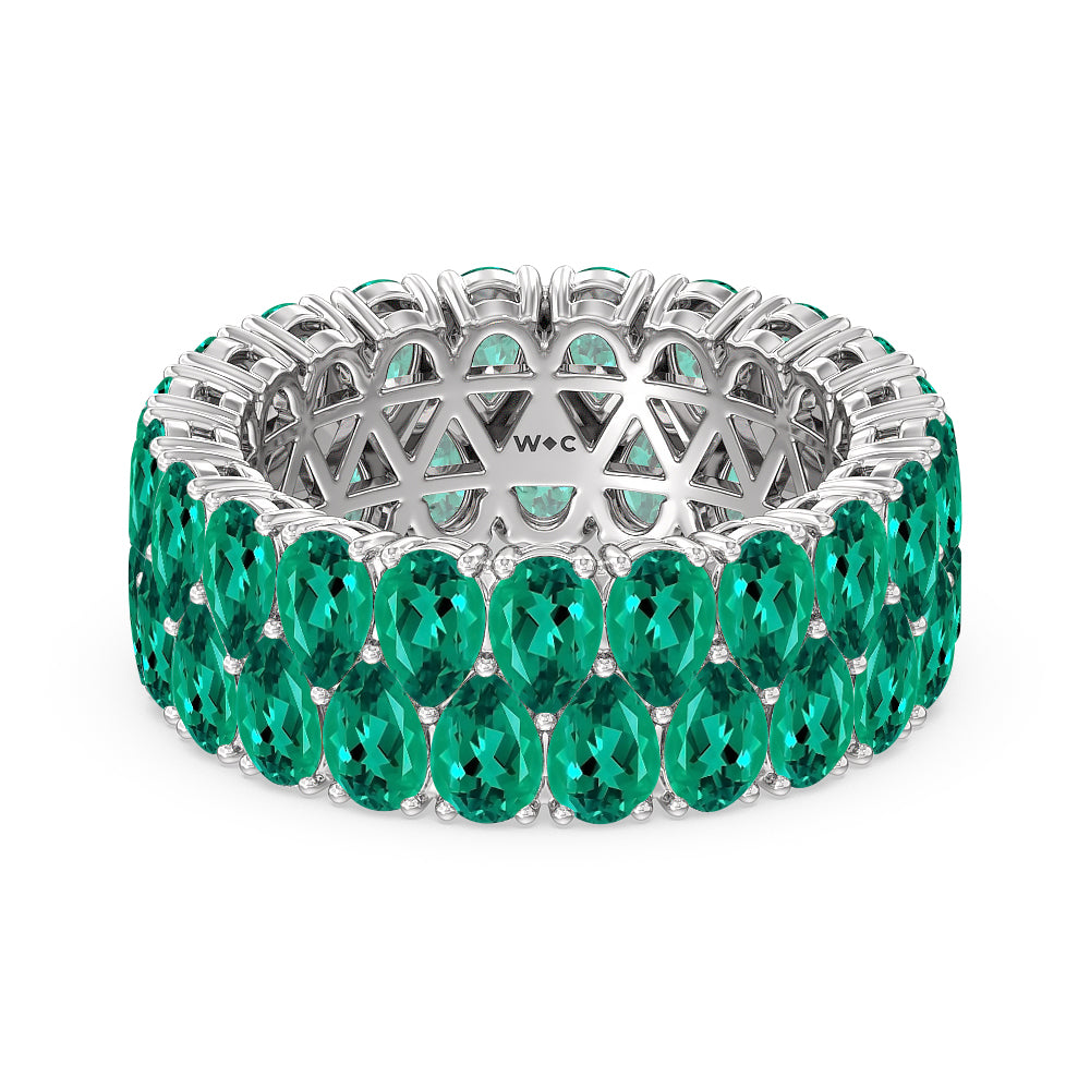 The Oculus Created Emerald Eternity Ring with 14KT White Gold Cut Diamond in 14KT White Gold view 1
