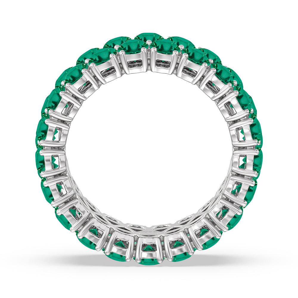 The Oculus Created Emerald Eternity Ring with 14KT White Gold Cut Diamond in 14KT White Gold view 3
