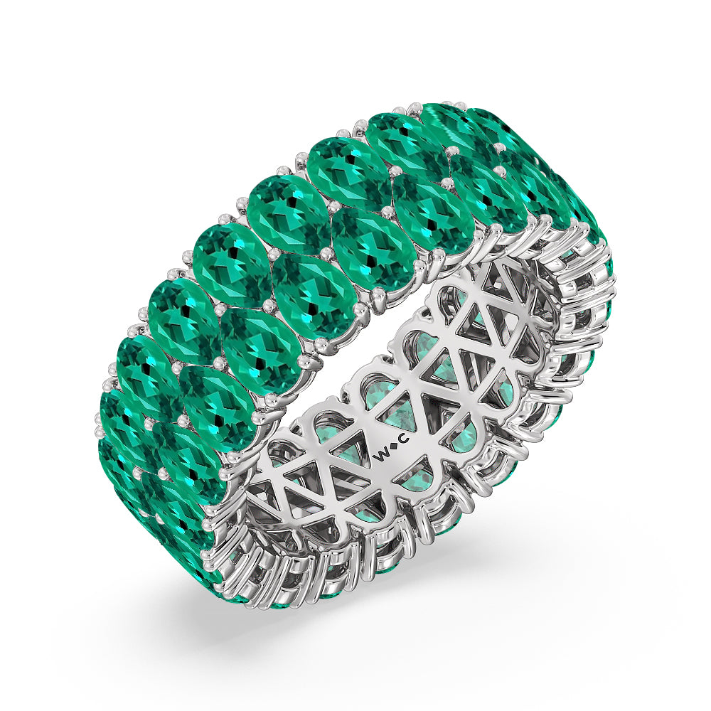 The Oculus Created Emerald Eternity Ring with 14KT White Gold Cut Diamond in 14KT White Gold view 2
